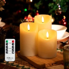 3er LED Kerze Kerzen mit Timer für Außen Outdoor Licht flackernd USB-Aufladung