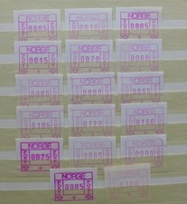 (W1.15) Norwegen Automatenmarken   ATM - Sammlung + Gummidruck