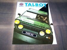 TOPRARITÄT Herrlicher Prestige Prospekt Talbot Matra Rancho von 1981 !!!