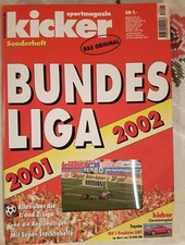 Kicker Sportmagazin,Sonderheft,Bundesliga 2001/2002 ohneTabelle+3D Sticker RARE 