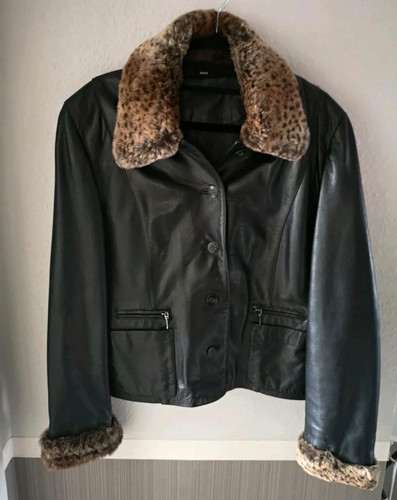 Damen lederjacke schwarz biker - lederjacke,