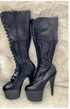 Pleaser High Heel Plateau Stiefel Schwarz Kniehoch Gr.39
