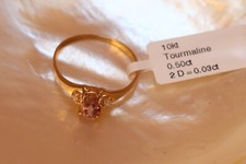 Exclusiver rosa Turmalin & Brillant Ring - 0,53 ct. - 10 Kt. Gold -417- Oval Cut