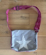 Super schöne CANVASCO Tasche Handtasche Segeltuch Grau Weiß Pink Stern Gr S