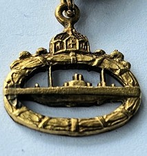 1. Weltkrieg Selten !!! Miniatur U-Boot Kriegsabzeichen am Knopfloch Band  - B