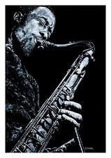 Casual Sax - signierter Fine Art Giclée Druck Konzert Musiker Saxophon Jazzspieler