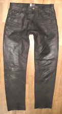"HENRY MORELL" Herren- LEDERJEANS Nubuk- Lederhose schwarz Gr. 48 ca. W32"/ L33"