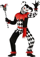 Hofnarr Kostüm Kinder + Maske Jungen Harkekin Clown Narren Karneval Halloween