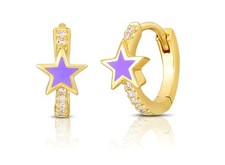 Ohrringe Creolen Damen Schmuck Zirkon Sterlingsilber 925 Stern rosa pink weiß li