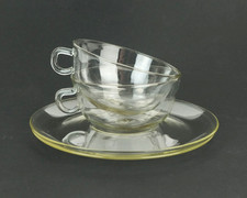 2 x TEEGEDECK teetasse TEHO mit untertasse wilhelm wagenfeld 30er j. jenaer glas