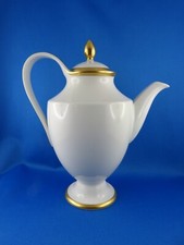 Porzellan Kanne / Kaffeekanne / Kakaokanne KPM Berlin Campaner weiß mit Goldrand