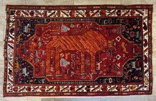 Vintage Perser Gabbeh Teppich – Löwenmotiv - Handgeknüpft mit Naturfarben