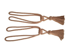 2 x Gardinen-Raffhalter Kordel + Knoten - glänzend apricot (rosa-orange) 66 cm