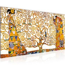 Wandbild Gustav Klimt Baum des Lebens Bild XXL Wohnzimmer Bilder 100x40 cm gelb