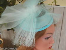 Fascinator Kopfschmuck Hellblau Hochzeit Fest elegant Anlass Sylvester Party  