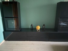 Anbauwand Mit LED Beleuchtung Schwarz