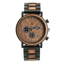 KIM JOHANSON HOLZ ARMBANDUHR BRAUN SCHWARZ HOLZ GLIEDERARMBAND QUARZ UHRWERK NEU