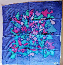 Seidentuch 90x90, Ponge, handbemalt, 100%Seide, handrolliert