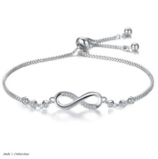 Damen Armband Unendlichkeit 925 Silber Gold Zirkon Frauen Kette Schmuck Geschenk