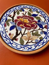 Gien France Käse Platte Teller  Peony pivoines  hand bemalt Kuchenplatte Faience