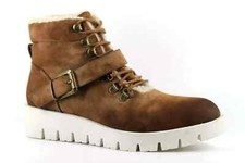 Pieces Purley Damen Stiefeletten UK 5 EU 38 Cognac Braun Fleece Gefüttert Niedriger Keilabsatz