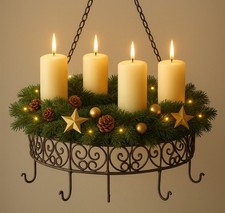 Metallkorb adventskranz halter korb sehr stabil braun hängekorb hängetablett Ø47