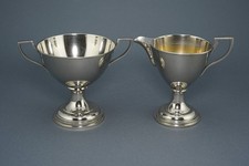 Jugendstil Milchkännchen, Zuckerdose, versilbert?, Skandinavien, ca 1890-1910