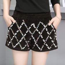 Damen Kord Pailletten Vorne