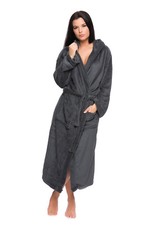 DAMEN MIKROFASER BADEMANTEL MORGENMANTEL B-WARE GRAU GR 46 3XL (1466-DAG-49