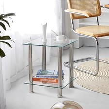 Beistelltisch Glas Couchtisch Wohnzimmer Nachttisch quadratisch transparent