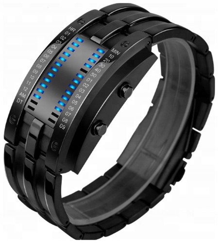 Herrenuhr binär silber
