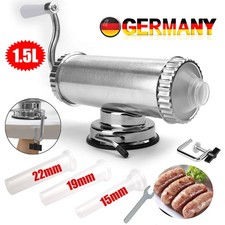1,5L Wurstfüller Manuell Wurstfüllmaschine Wurstspritze Wurstpresse +3 Füllrohre