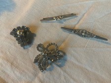 4 Stück  Vintage Broschen 50er, 60er Jahre silberfarben