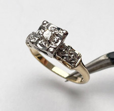 585 Gold Ring mit Brillanten, Weiß-/Gelbgold, ca. 0,07 ct, RG 49/50