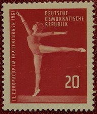DDR 1961 Kunstturn-Europapokal Leipzig MiNr.831** Turnen am Schwebebalken 