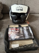 Kopfschutz Leder Top Ten aus Leder Weiß L / XL NEU