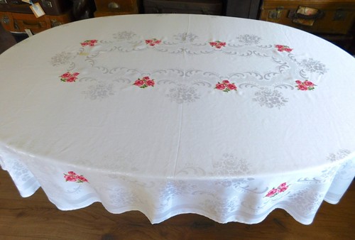 Damast tafeltuch oval - tafeltuch,