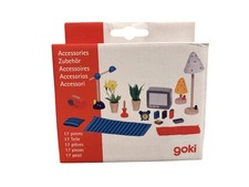 GOKI Accessoires Wohn- und Schlafzimmer 17 Teile | Holz Puppenhaus 51934 | NEU