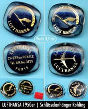 2 ALTE LUFTHANSA PLAKETTEN SCHLÜSSELANHÄNGER 1950er BOEING und Dependance PARIS