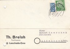 LESCHEDE-EMS, Postkarte 1955, Th. Breloh Textilwaren