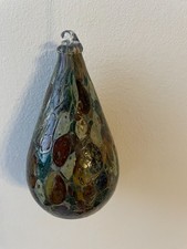 Glaskugel zum Hängen, mundgeblasen, Fenster Dekoration, Höhe 13cm, Tropfenform