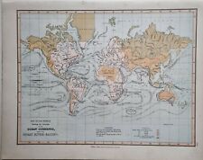 1878 Antik Map Of Welt