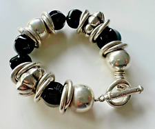 Statement Chilango Armband 925er Sterling Silber LP 698.- € massiv Onyx-Achaten