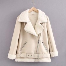 Damen Winter Faux Lederjacke