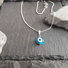 Glücksauge Anhänger mit Panzerkette in 925er Silber, Nazar, blau, Naz-80