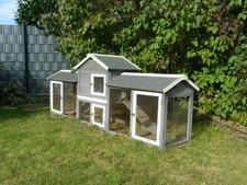 Hasenstall winterfest grau/weiß Holz imprägniert 226X53X85 cm