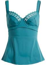 Tankini Oberteil mit edlen Details Gr. 40 Cup 80 C Petrol Damen Schwimm-Top Neu