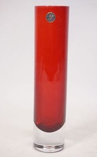 True Vintage 60s Swedish Design Alsterfors Glas Vase rot transparent