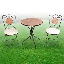 Mosaik Gartenset Gartenstühle Mosaiktisch wählbar Rustikal Rund Sitzkissen