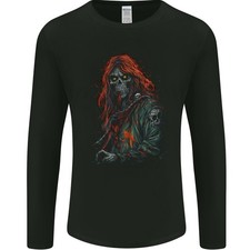 Skull Punk Aus Der Hölle Grim Reaper Skull Herren Langarm T-Shirt